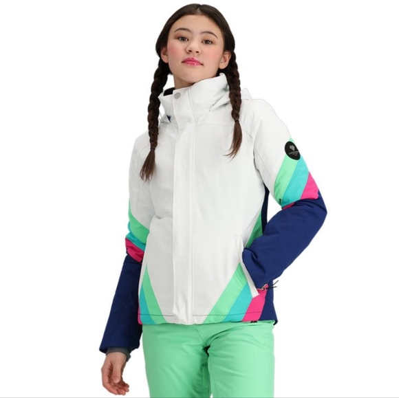 Obermeyer Teen Girls Taylor Color Stripe Winter Snow Ski Waterproof Jacket - Picture 1 of 16